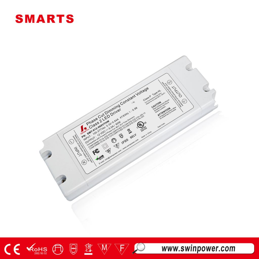 AC 220V  to DC power supply triac dimmable led driver 60w dc 12V 24V L