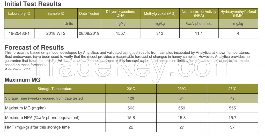 Manuka Honey forecast to 550+MG