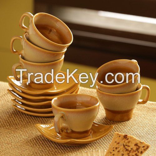 Ceramic Tea Set with Square Saucers