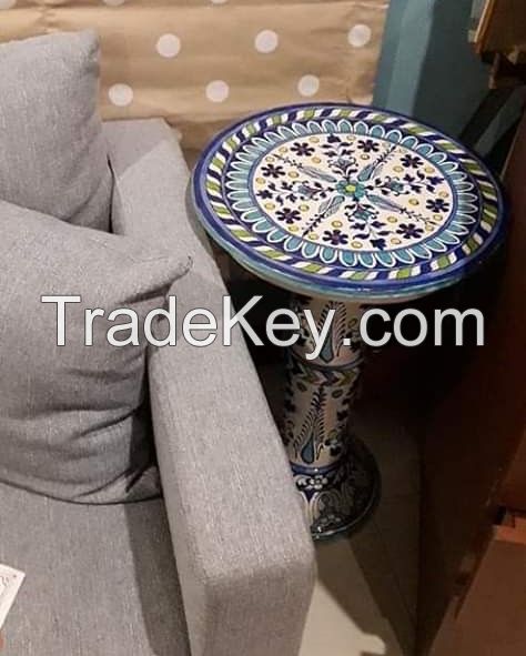 Elegant Round Central Table, Ceramic