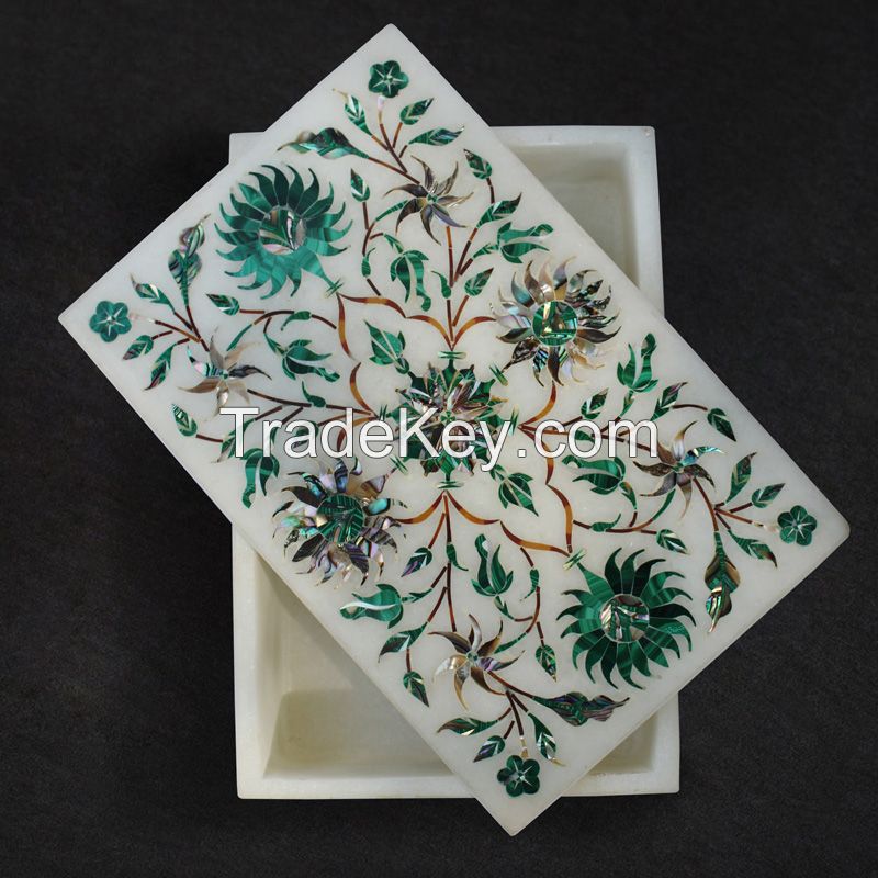 marble gift boxes inlay with semi precious stone