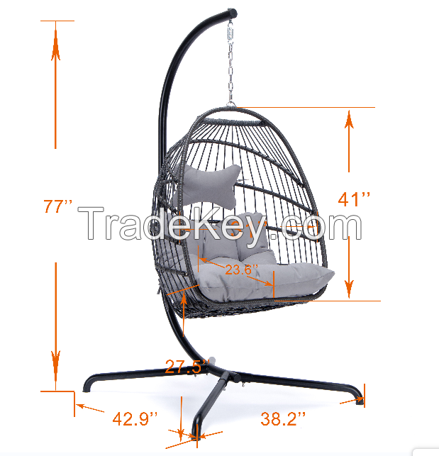 Outdoor Hanging Egg Chair Swing Lounge Chair Soft Deep Cushion Backyard Relax