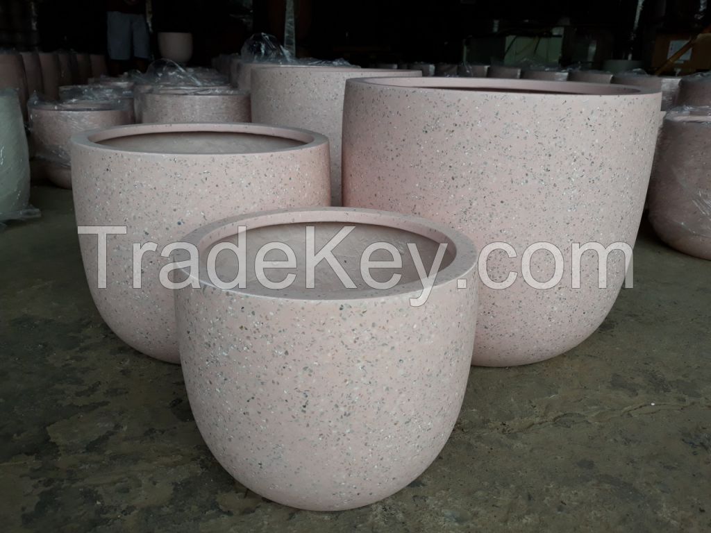 Terrazzo Plant Pot - Outdoor Granite Planters - Pebble Pots - Garden Planter - Pottery Wholesale