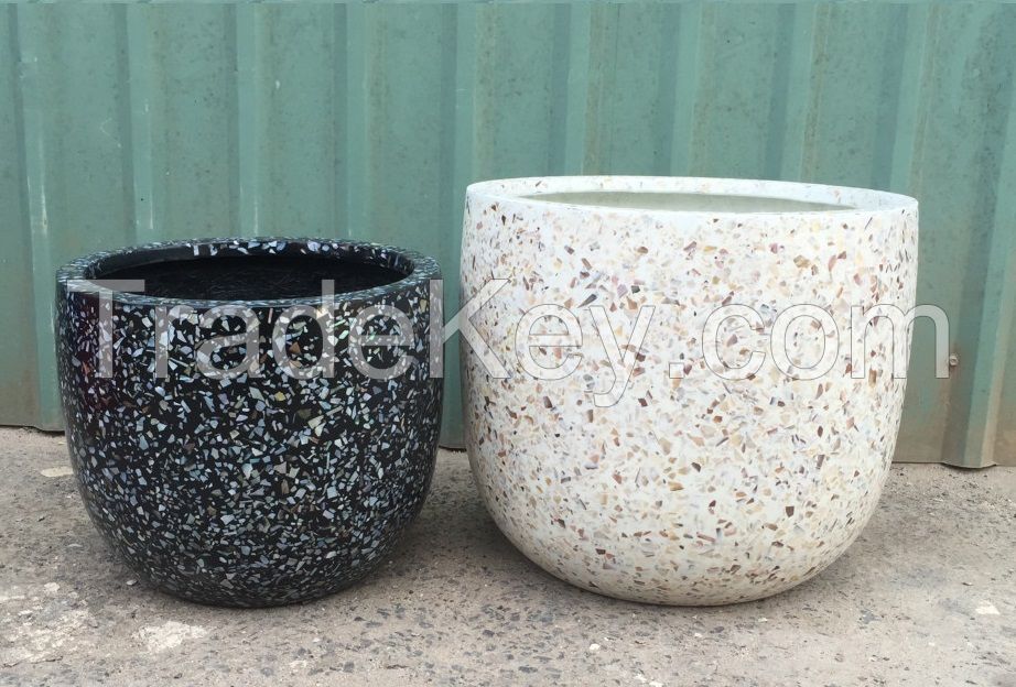 Terrazzo Plant Pot - Outdoor Granite Planters - Pebble Pots - Garden Planter - Pottery Wholesale