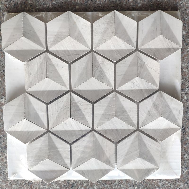 White Wood marble mosaic