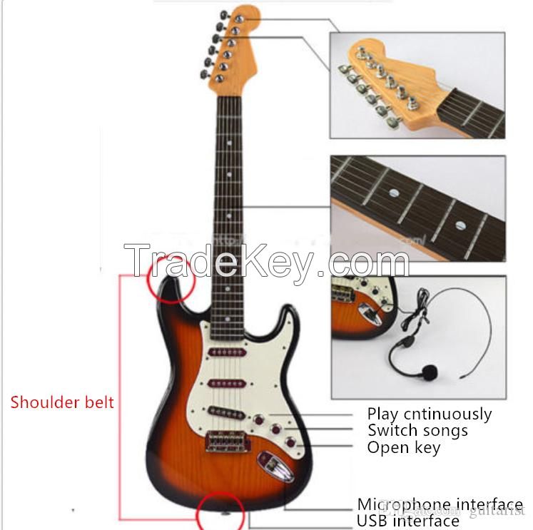 Children's electronic keyboard, Toy Guitar, baby puzzle toy, 3-6 year old electric guitar can connect mobile phone computer