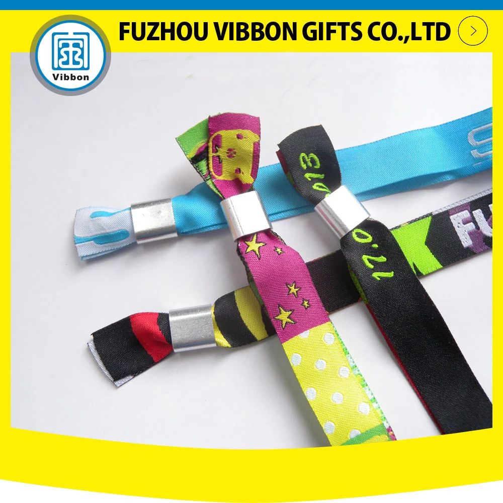 Eco friendly woven fabric wristband reusable embossed band 