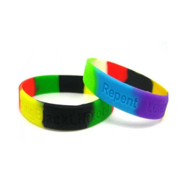 Custom silicone rubber wristbands bracelets with embossed and printing logo