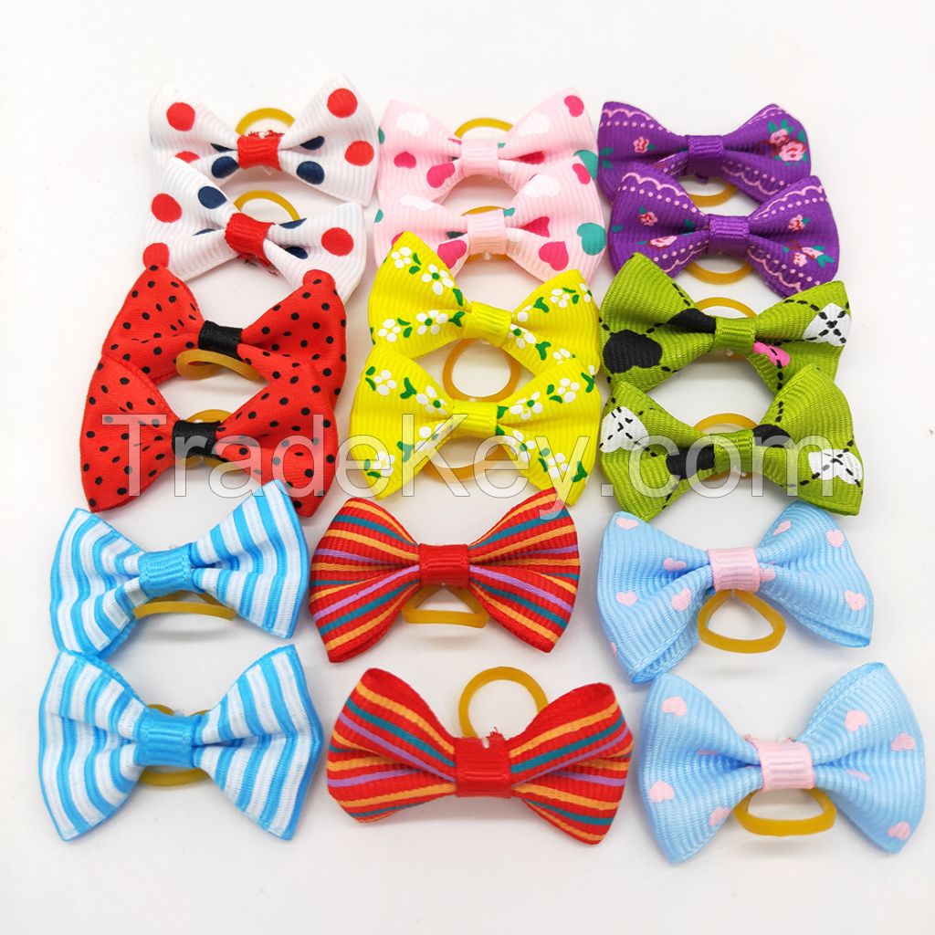 Factory Wholesale handmade dog grooming bow Christmas dog hair bowties