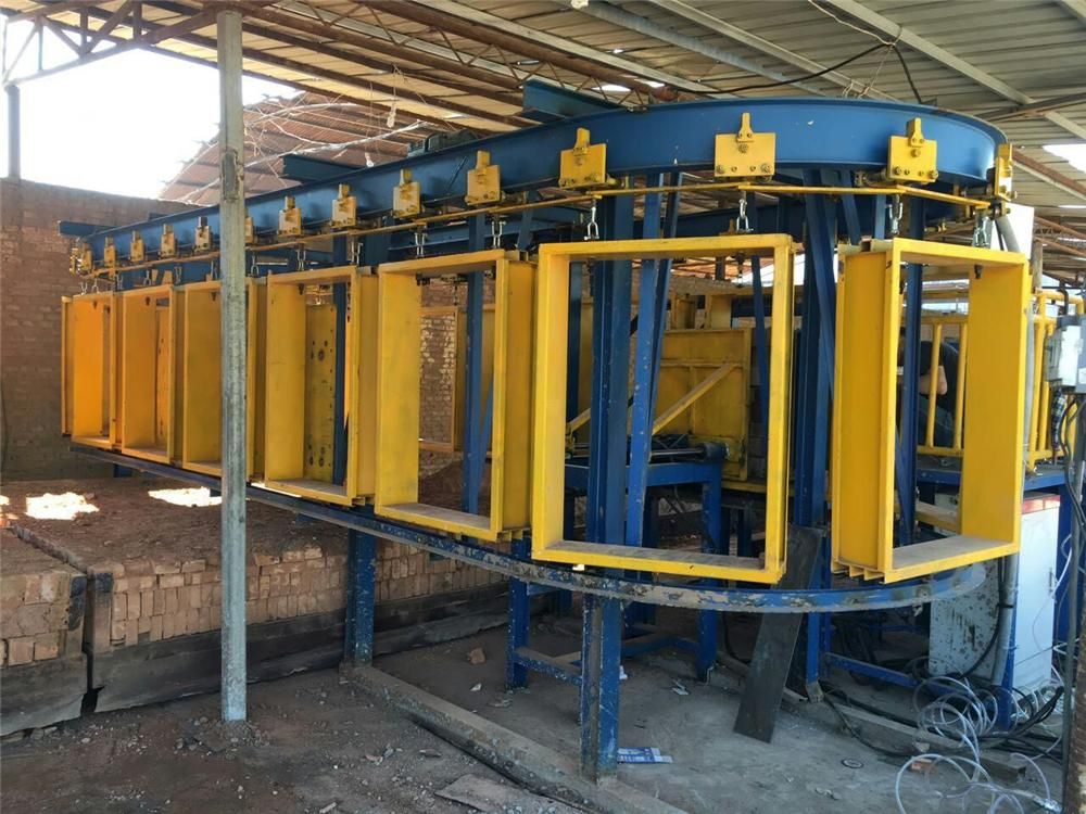 Equipment for unloading bricks from the line and palletizing