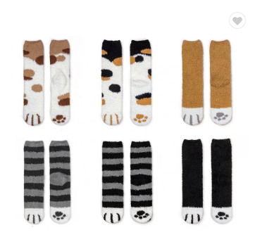 Women Girls Fuzzy Winter Warm Christmas Indoors Slipper Socks Cute Cat Claw Soft Home Sleeping Socks