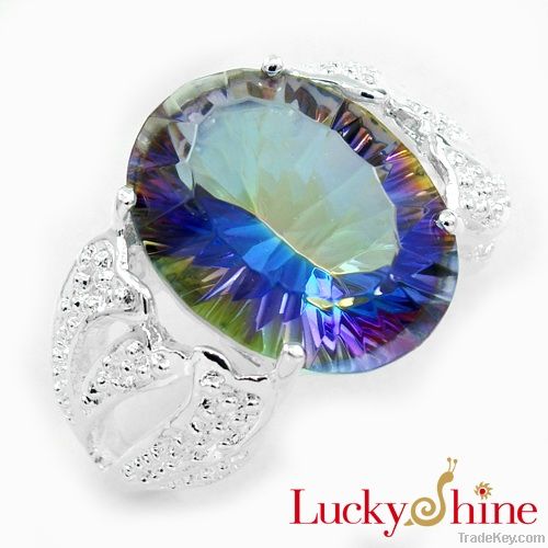 .925 silver mystic topaz gemstone ring