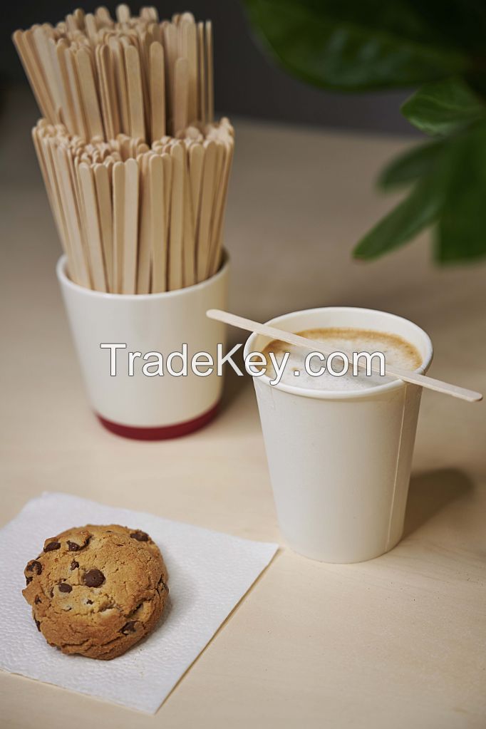 Wooden stirrer for coffee vending