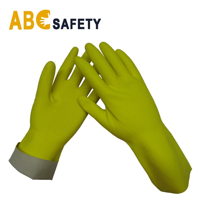 ABC SAFETY flock lined yellow cheap latex Long Sleeve Household Gloves