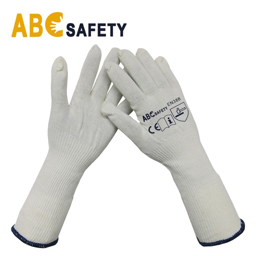 ABC SAFETY 13 Gauge Long Cuff Cheap White Color Knitted Working Cotton Gloves