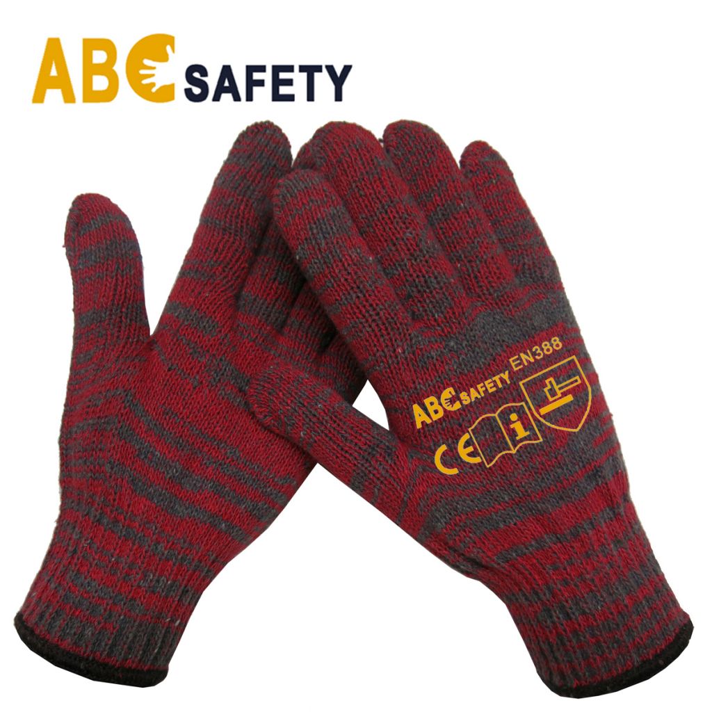 ABC SAFETY 7 Gauge Red And Grey Mixed Cotton/polyester Gloves