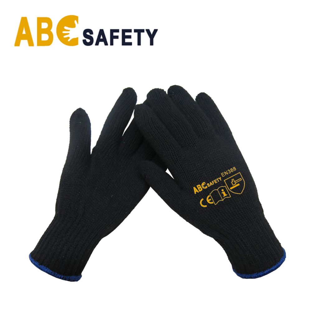 ABC SAFETY 7 Gauge  Black Cotton Or Polyester Glove Luvas Malha