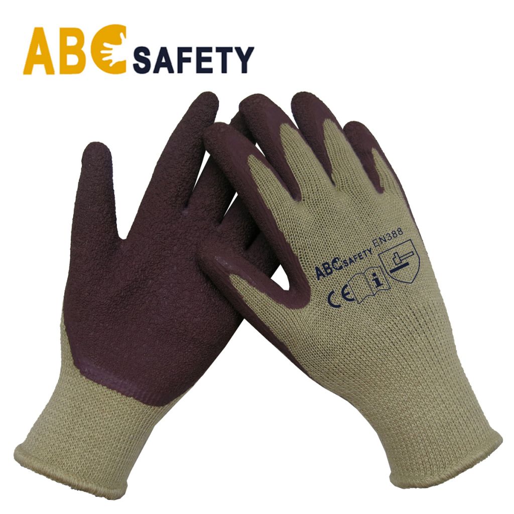 DDSAFETY Wholesale In China Yellow for shell, brown for coating safety working Latex Gloves