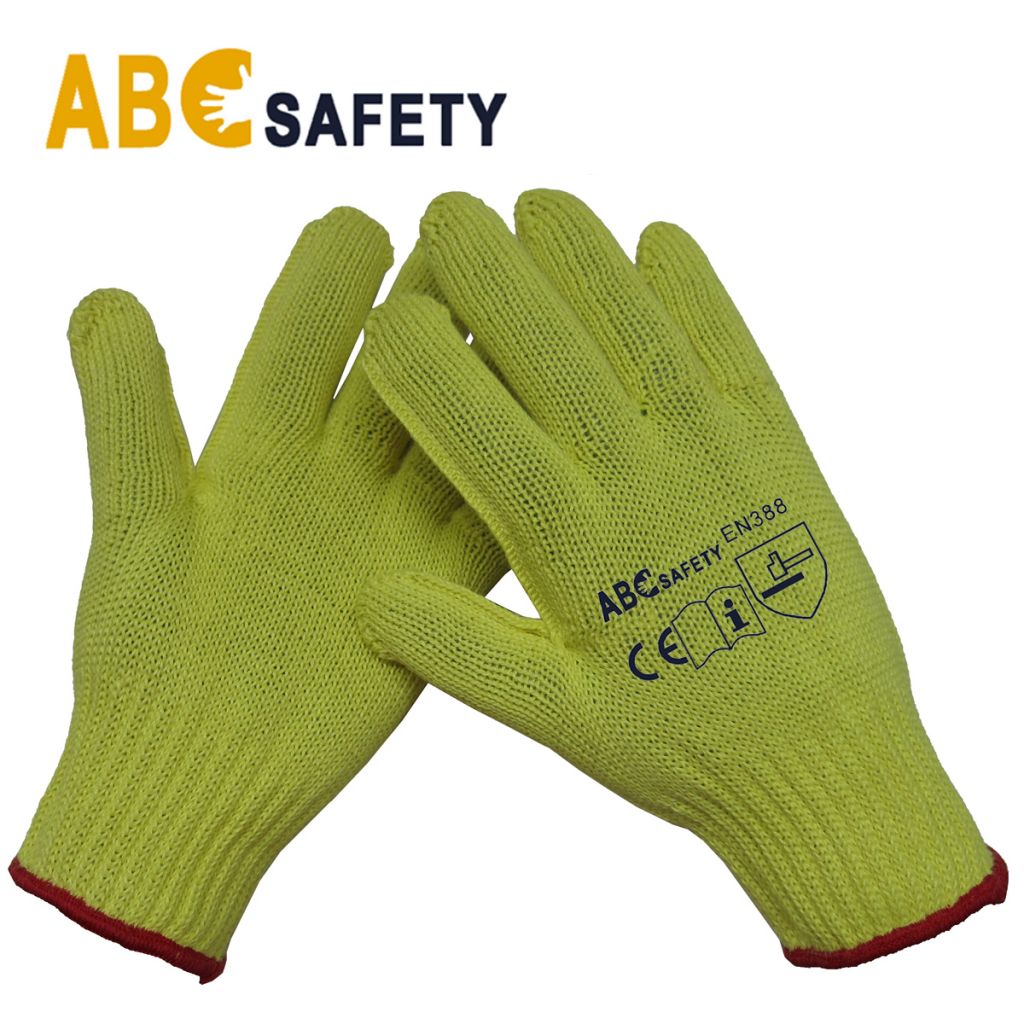 Yellow Cut Resistant Work Gloves Without Coating
