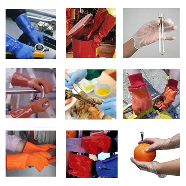 100% cotton liner Black PVC rough chip on the palm chemical resistant glove