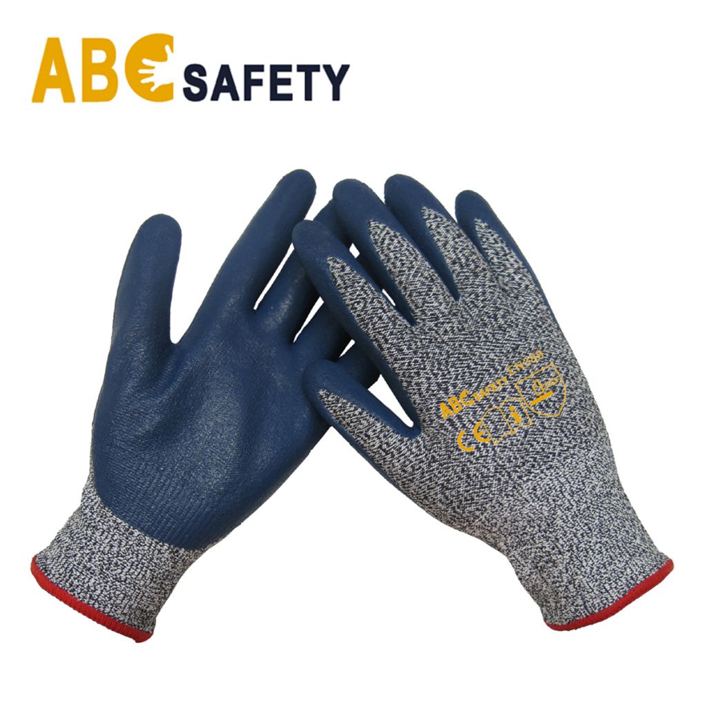 Blue Nitrile Coated Cut Resistant Safety Gloves