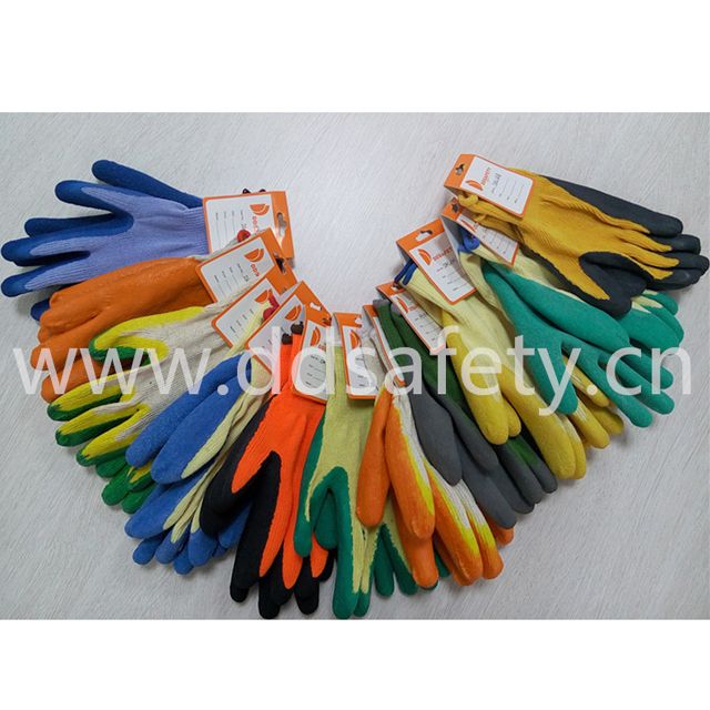 DDSAFETY Wholesale In China Yellow for shell, brown for coating safety working Latex Gloves