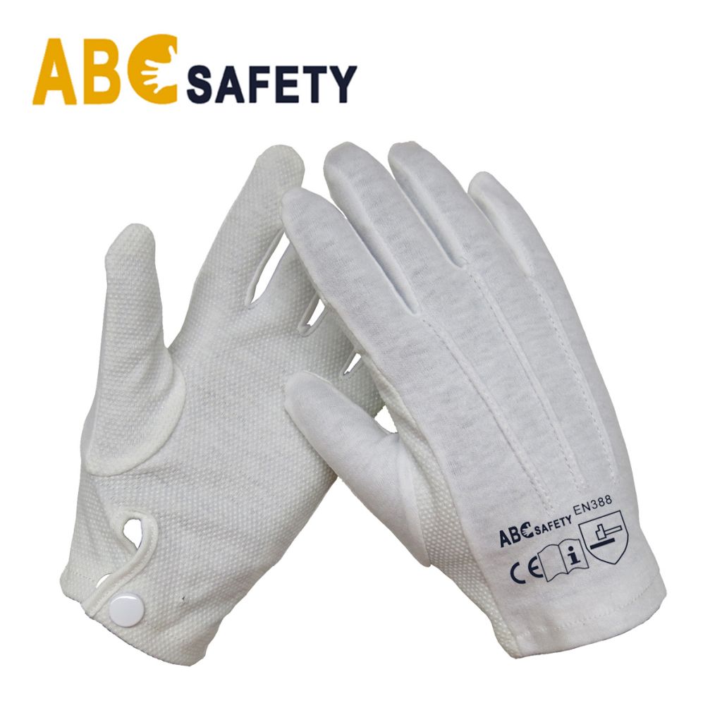 ABC SAFETY 100% Bleach Cotton/interlock Glove With Mini Dots On Palm 