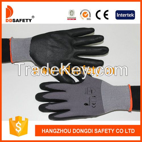 Black nylon with black nitrile foam glove-DNN151