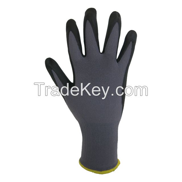 Black nylon with black nitrile foam glove-DNN151
