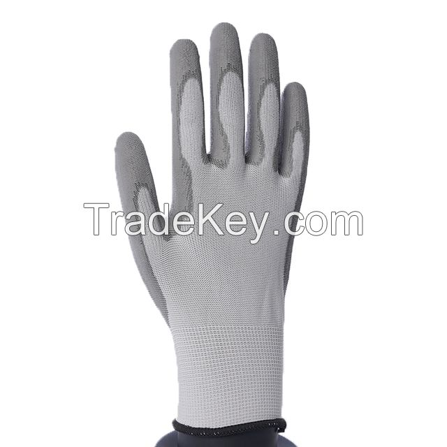 White nylon with Grey PU glove-DPU108