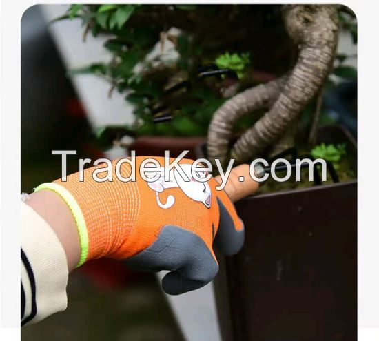 DDsafety 77+countries Â Polyester Knitted Foam Nitrile Coated Â Childrenâ²s Â Gloves for Safety Protection of Children