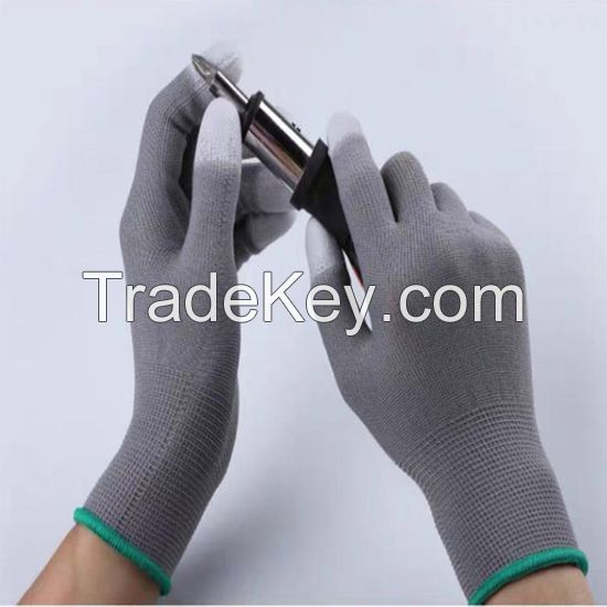 DDsafety Anti Static Gloves Coated Fingertip Grey Carbon Fibers 13G ESD Safety Work Gloves OEM products for industrial/home/construction.CE/ISO standards