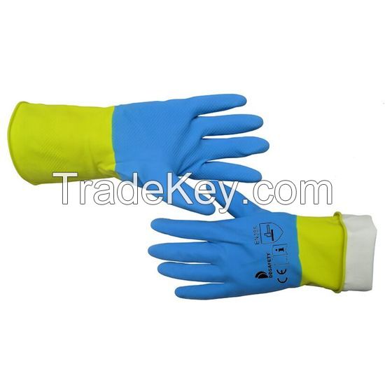 DDSAFETY OEM products for industrial Neoprene/Latex Liquid Proof Unsupported with Flock Lined Chemical Resistant glove