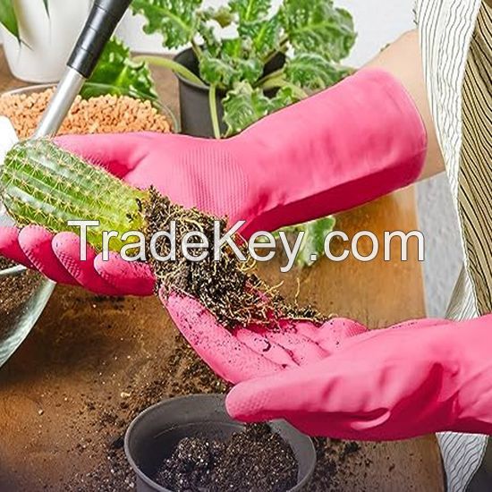 DDSAFETY Director Factory Cheap price pink spray flock maximum grip fish-scale pattern dishwashing car cleaning Â household latex glove