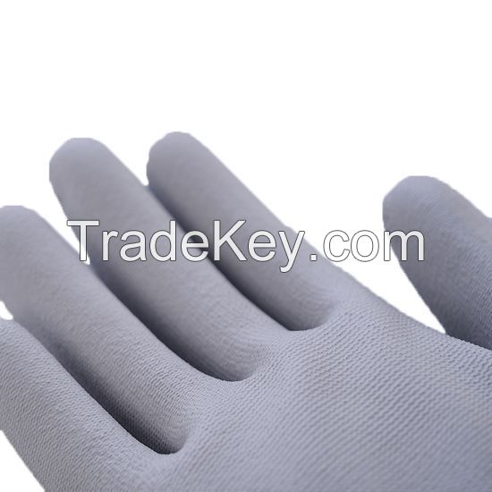 DDsafety export to 77+countries 15+years low-cost manufacturer gloves ESD Carbon Fiber Grey Polyester Work Gloves Grey PU Coated Palm Safety Working Glove
