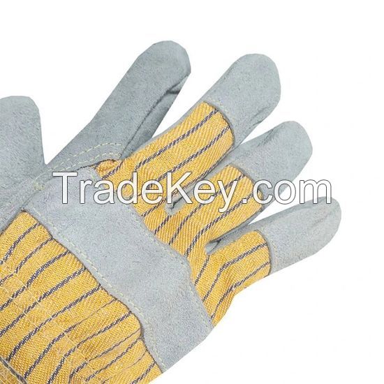 DDsafety 15+years low-cost manufacturer Aramid fiber stitching outside Suede Cowhide Leather Gold yellow Cow split welder gloves
