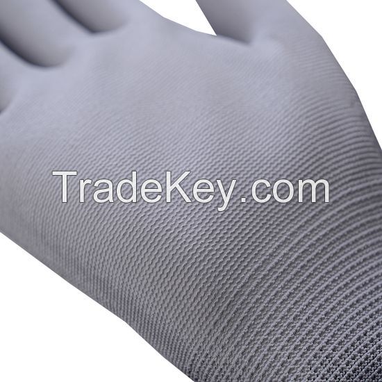 DDsafety export to 77+countries 15+years low-cost manufacturer gloves ESD Carbon Fiber Grey Polyester Work Gloves Grey PU Coated Palm Safety Working Glove
