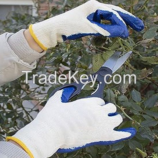 DDsafety 77+countries low-cost manufacturer gloves. OEM for industrial/home/construction 10 gauge economic natural T/C shell.With blue latex smooth finished.