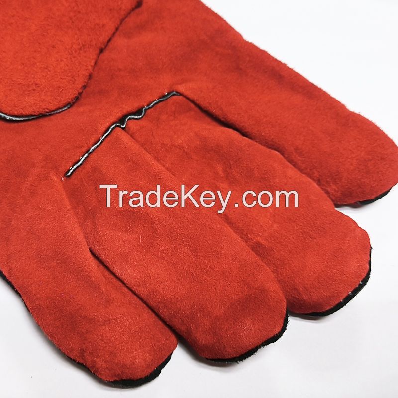 Experience Red Cow Split Welder Gloves. Full Lining and Palm.