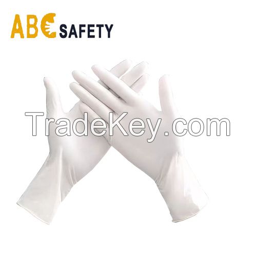 White Latex Disposable Examination Gloves, Food-Contact Grade, Powder-Free, Cot for Industrial, Kitchen and Cleanroom