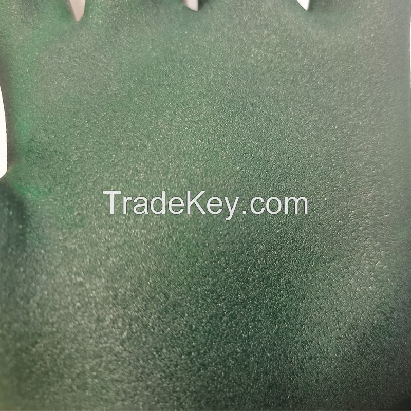 PVC Coated-Supported Sandy Finish Jersey Lined Men's Rubber Glove. PPE