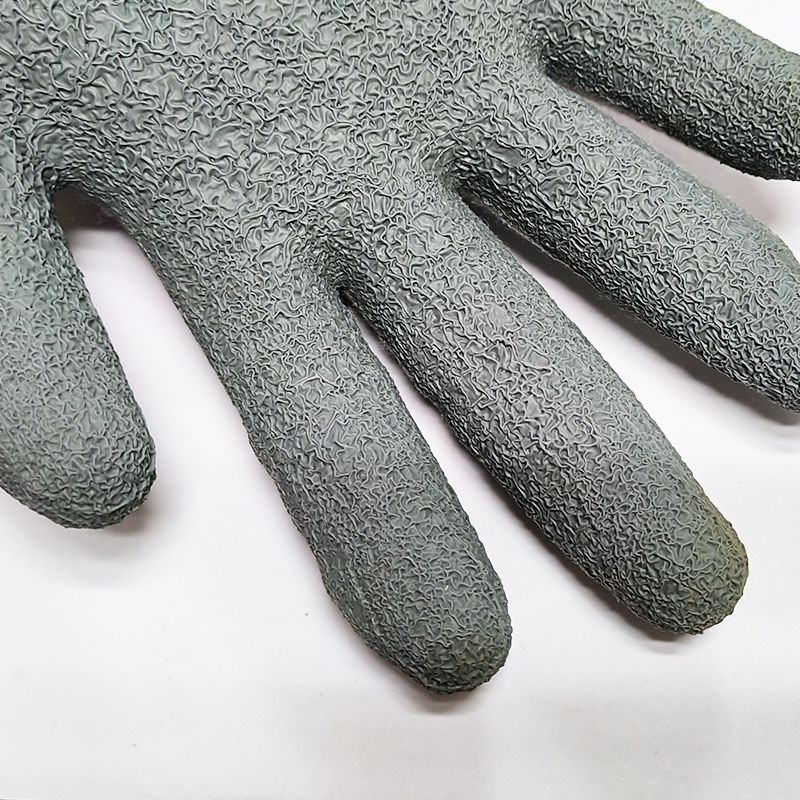 Cor-Grip Gray Crinkle Latex Palm Coated Knit Ultra Stretch Thick Grip Gloves