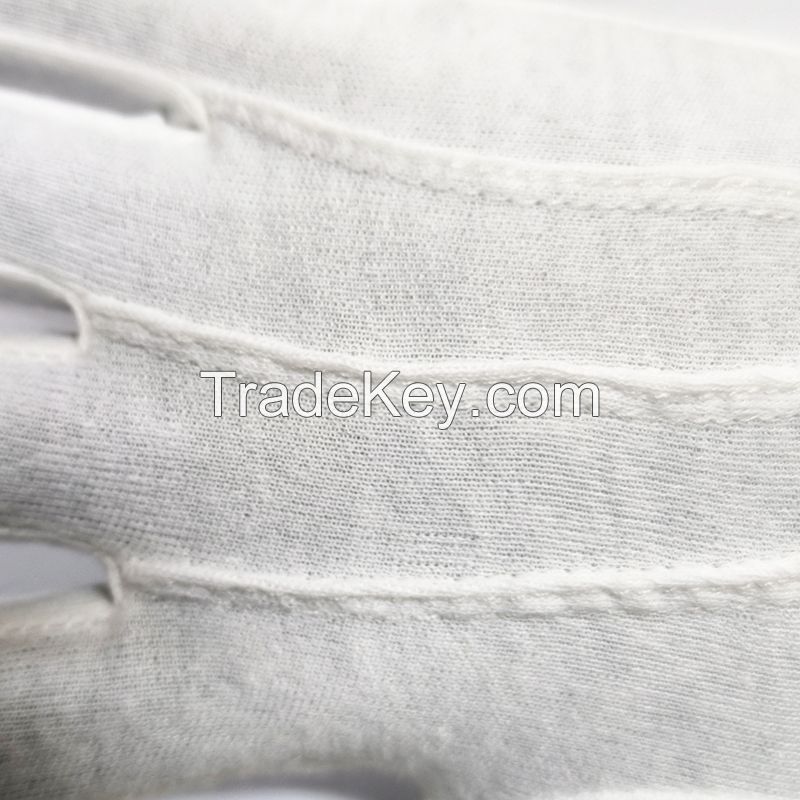 White Cotton Interlock Button Marching Band and Color Guard School Parade Gloves