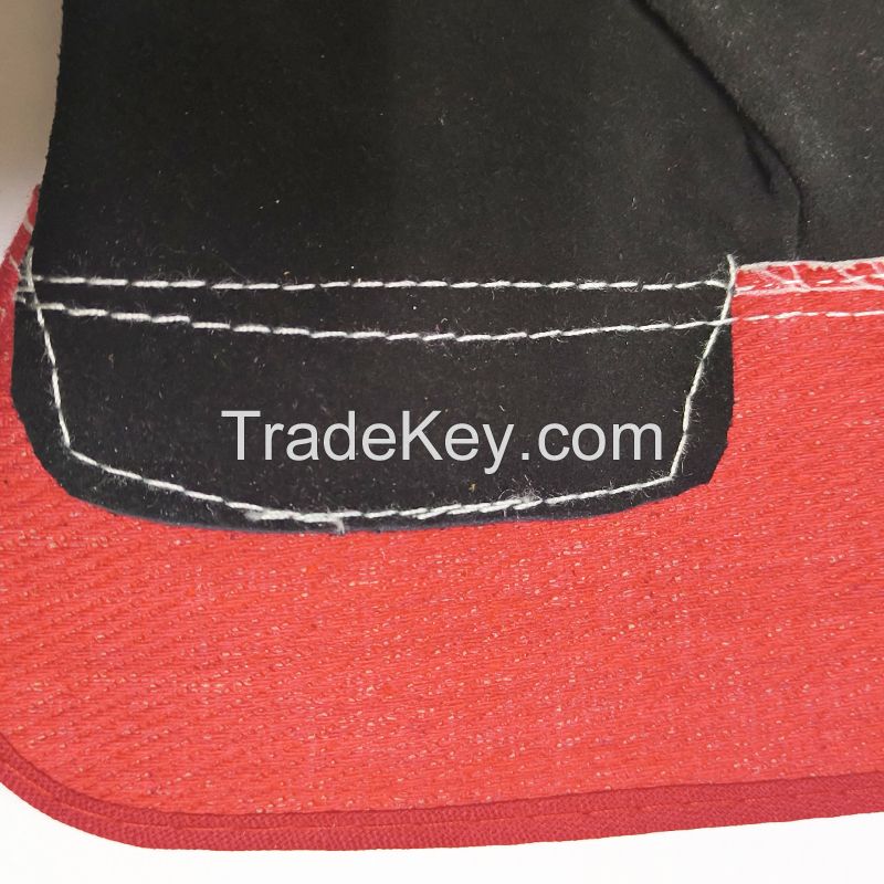 ABC SAFETY Black Cow Split Leather Full Palm Red Cotton Back Rubberized Cuff Work Gloves