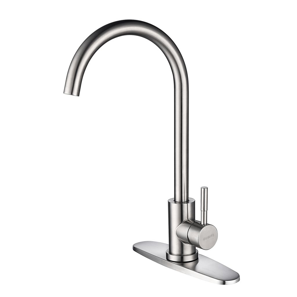 Classic High Arc Single Handle Stainless Steel Kitchen Sink Faucet-Brushed Nickel