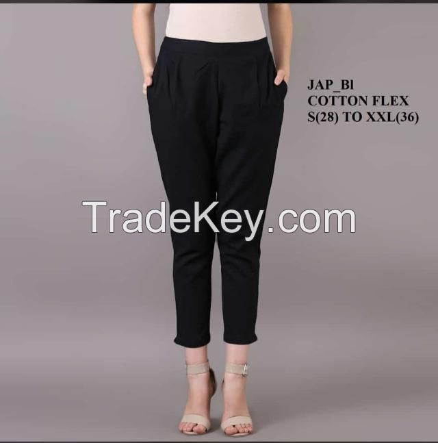 Custom Solid Cotton flex Trousers for Women Clothing women pants