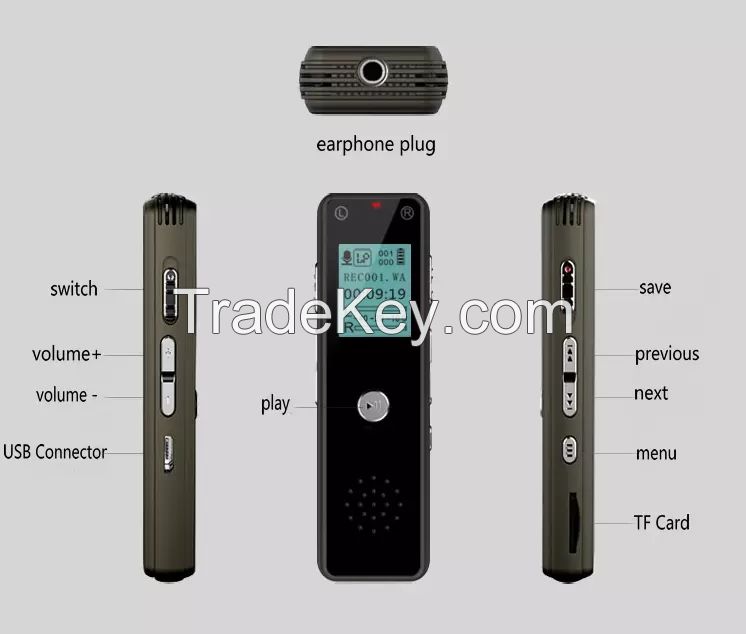 Mini Music Phone Recorder One Key Audio Recording 16GB Dictaphone Digital Voice Recorder MP3 Player V80