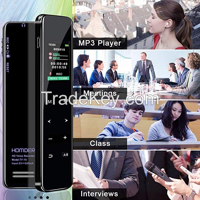 V93 Mini Dictaphone Touch Screen Sound Audio Recording Device MP3 Player Professional Digital Voice Activated Recorder