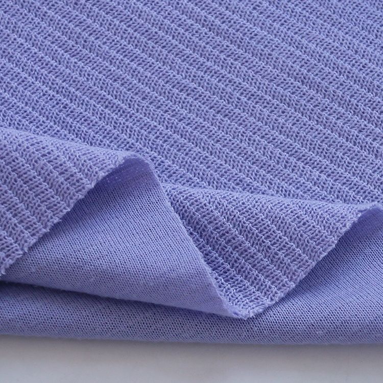 9211# Plain dyed 6%R 26%C 65%T 3%SP wave knit rib fabric with jacquard