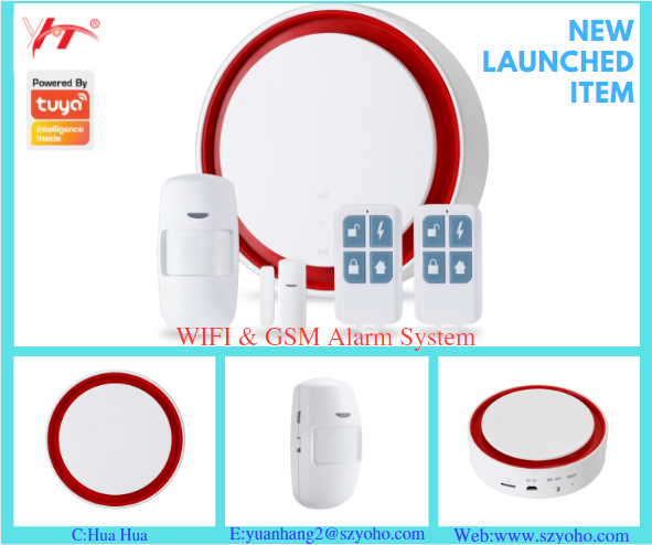  2019 new Tuya App/smart life control GSM and WIFI alarm system 2G/4G mold YH-GW1